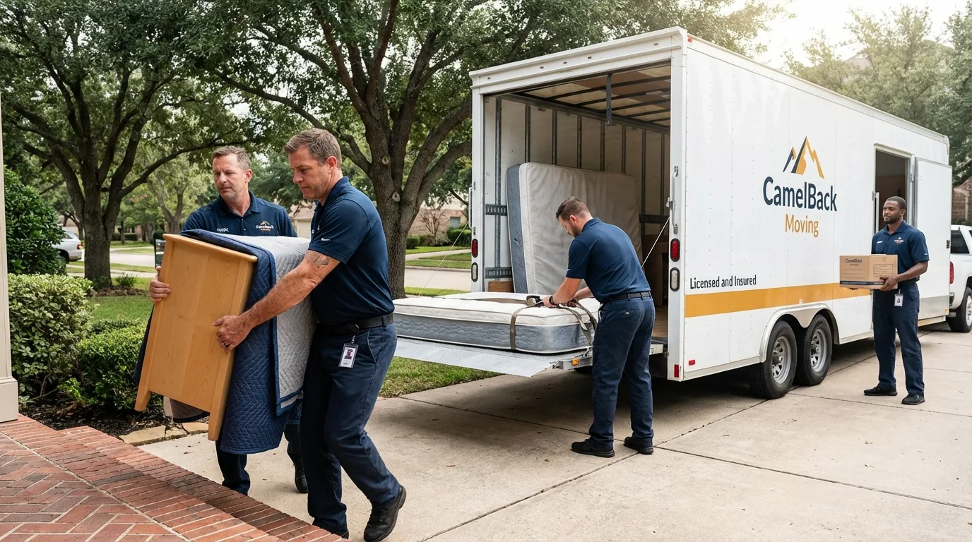 Crew loading residential truck for cross-state move from Pine Level, NC